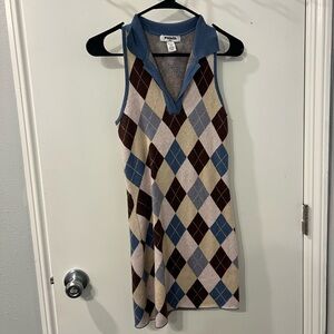 RSQ Argyle Mini Dress - Blue, Brown, Cream